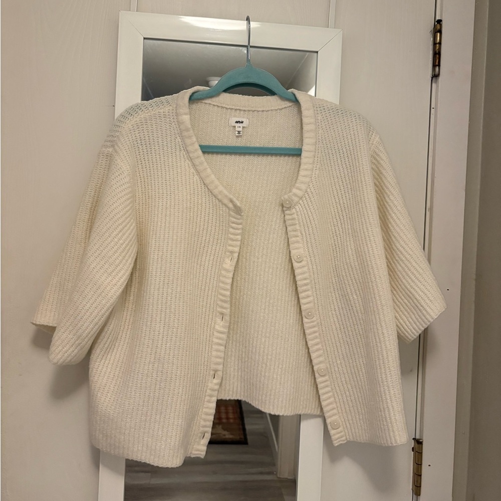 Aerie Cream Open-Front Cardigan